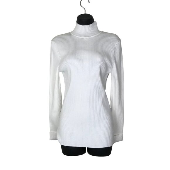 Trina Turk White 80% Cotton Turtle Neck Size L - Picture 1 of 7